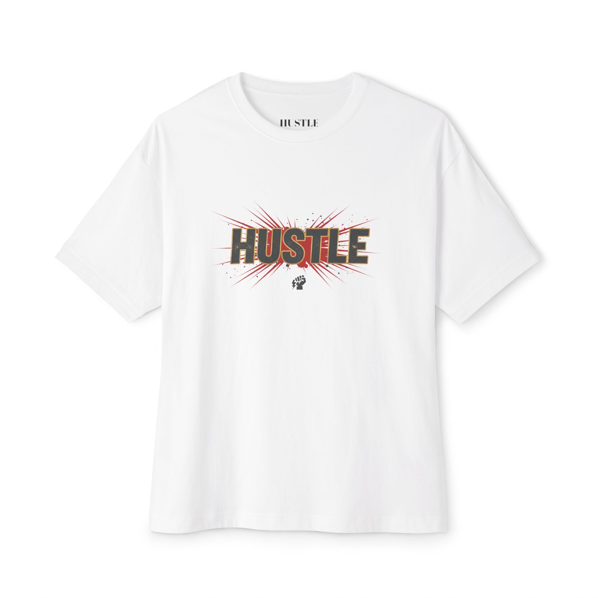 Boxy Tee — Floral 'Hustle' Graphic Oversized T-Shirt