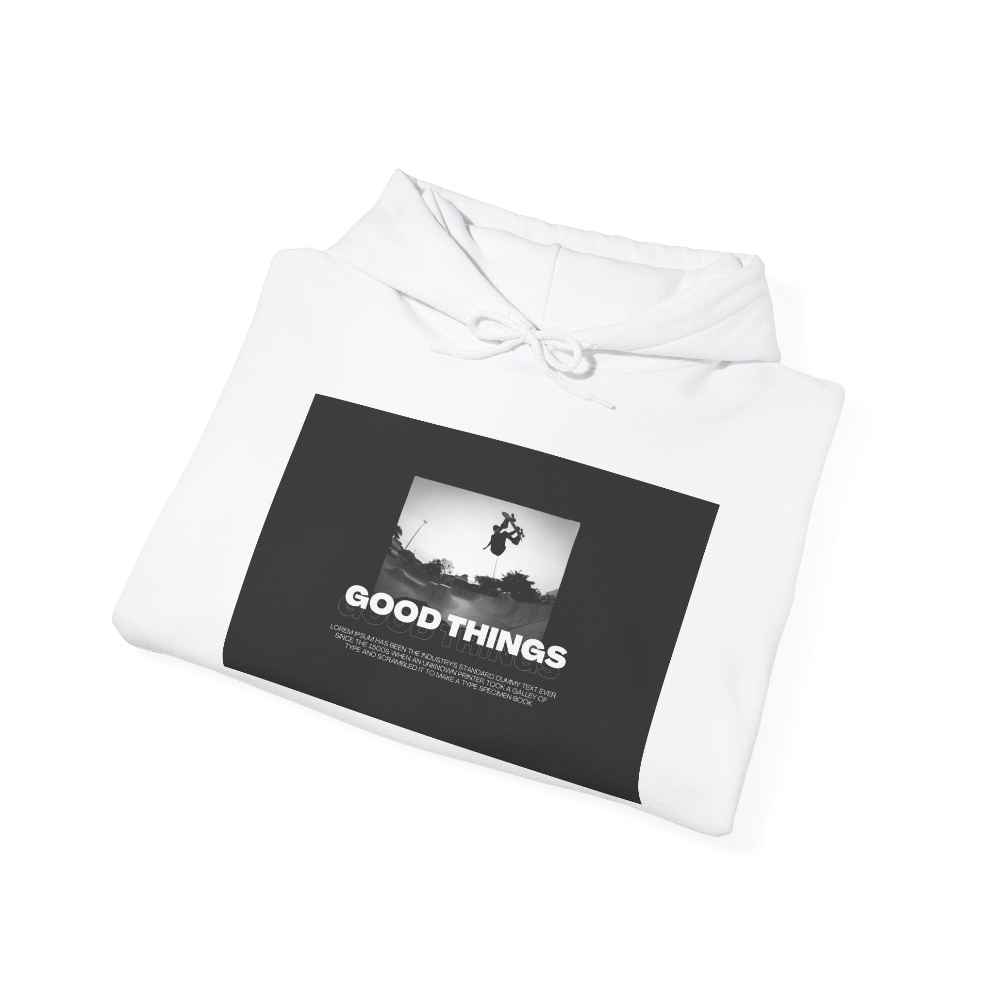 Good Things / Reality Graphic Hoodie — Minimalist Black & White Streetwear