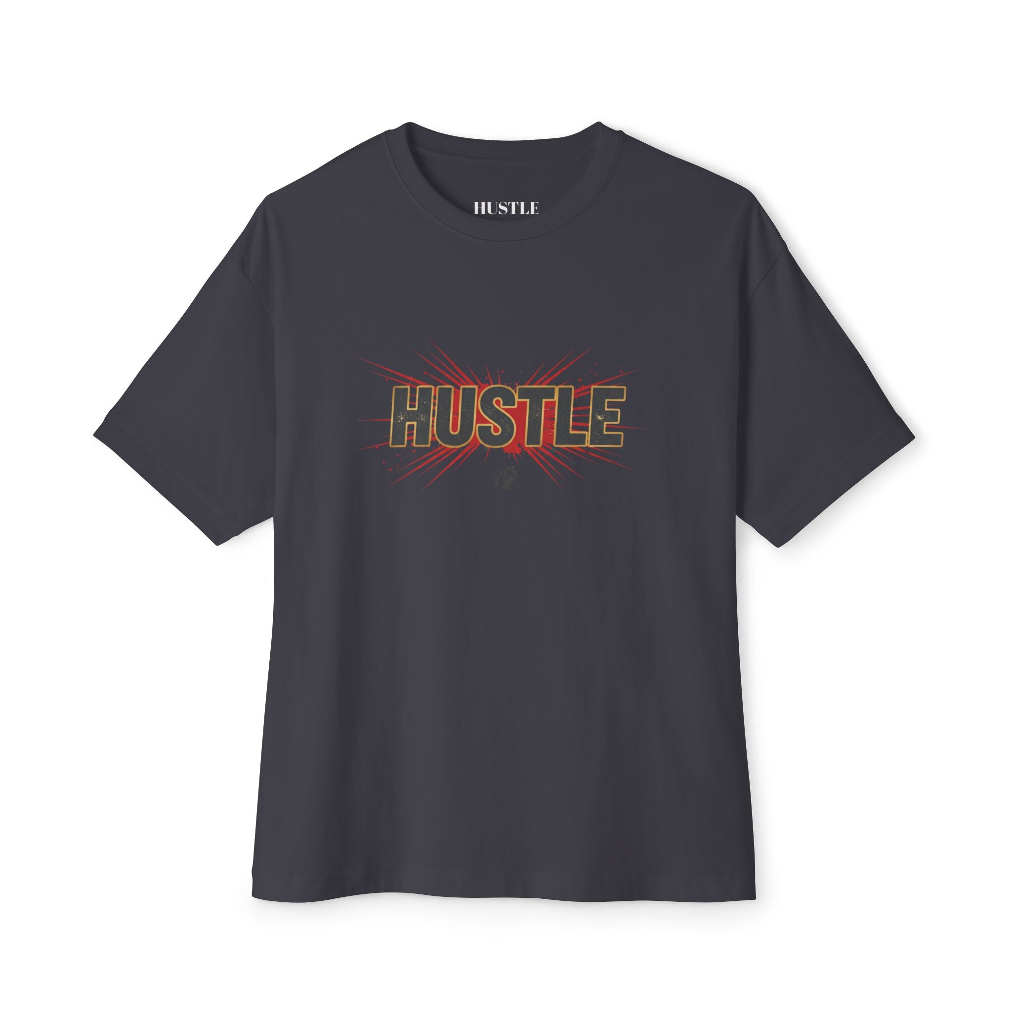 Boxy Tee — Floral 'Hustle' Graphic Oversized T-Shirt