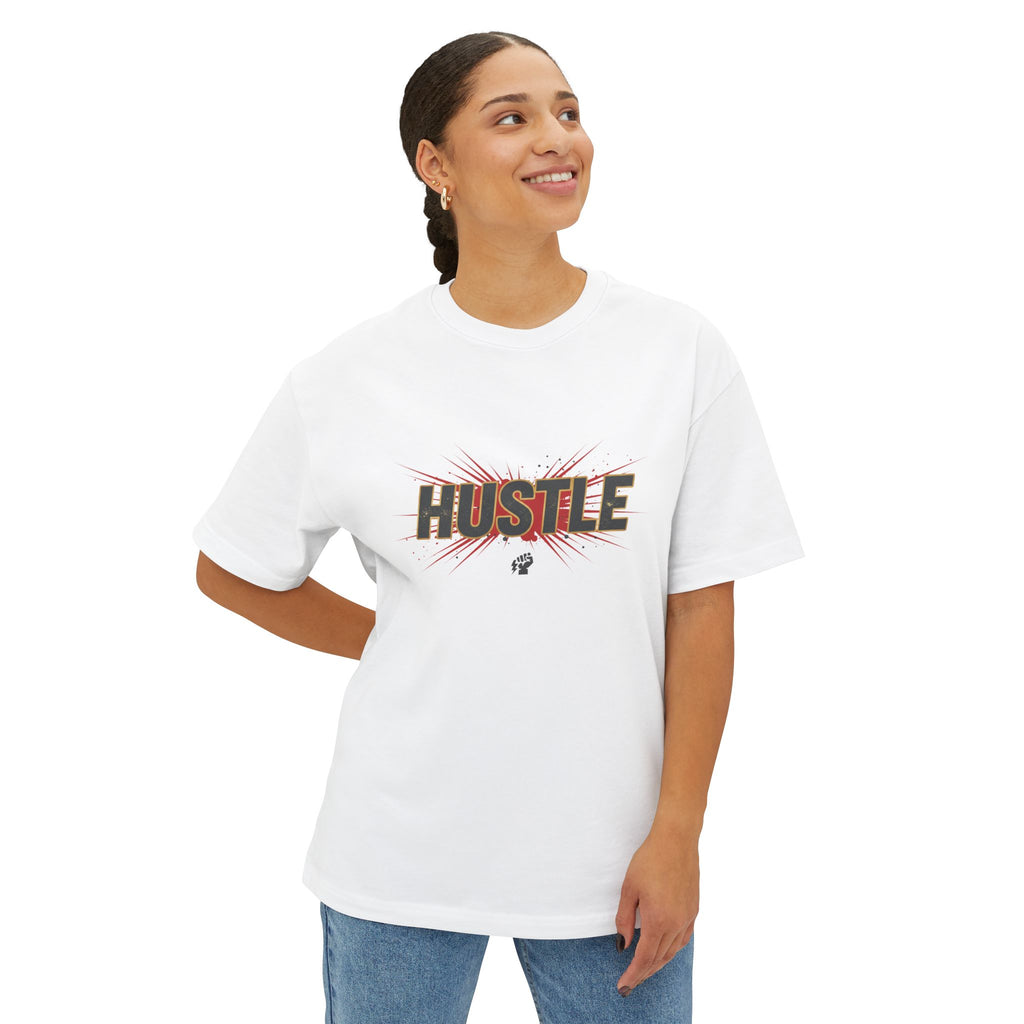 Boxy Tee — Floral 'Hustle' Graphic Oversized T-Shirt