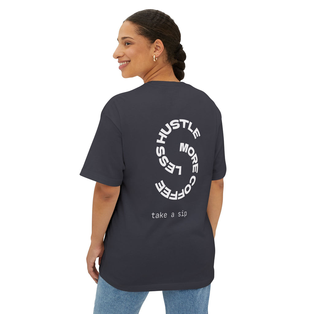 Boxy Tee — Floral 'Hustle' Graphic Oversized T-Shirt