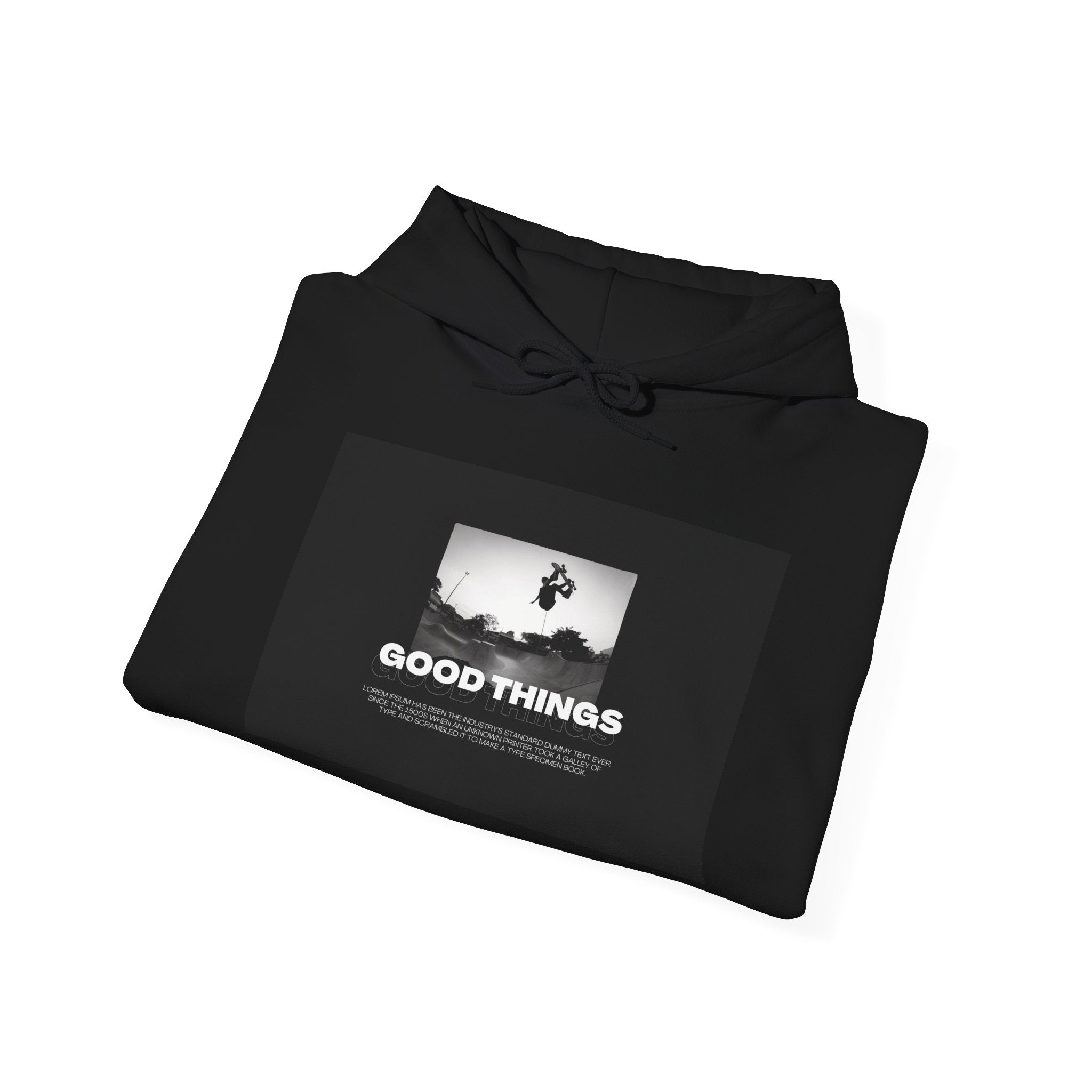 Good Things / Reality Graphic Hoodie — Minimalist Black & White Streetwear