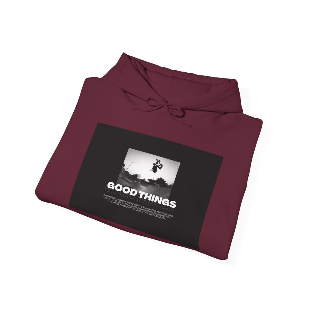 Good Things / Reality Graphic Hoodie — Minimalist Black & White Streetwear