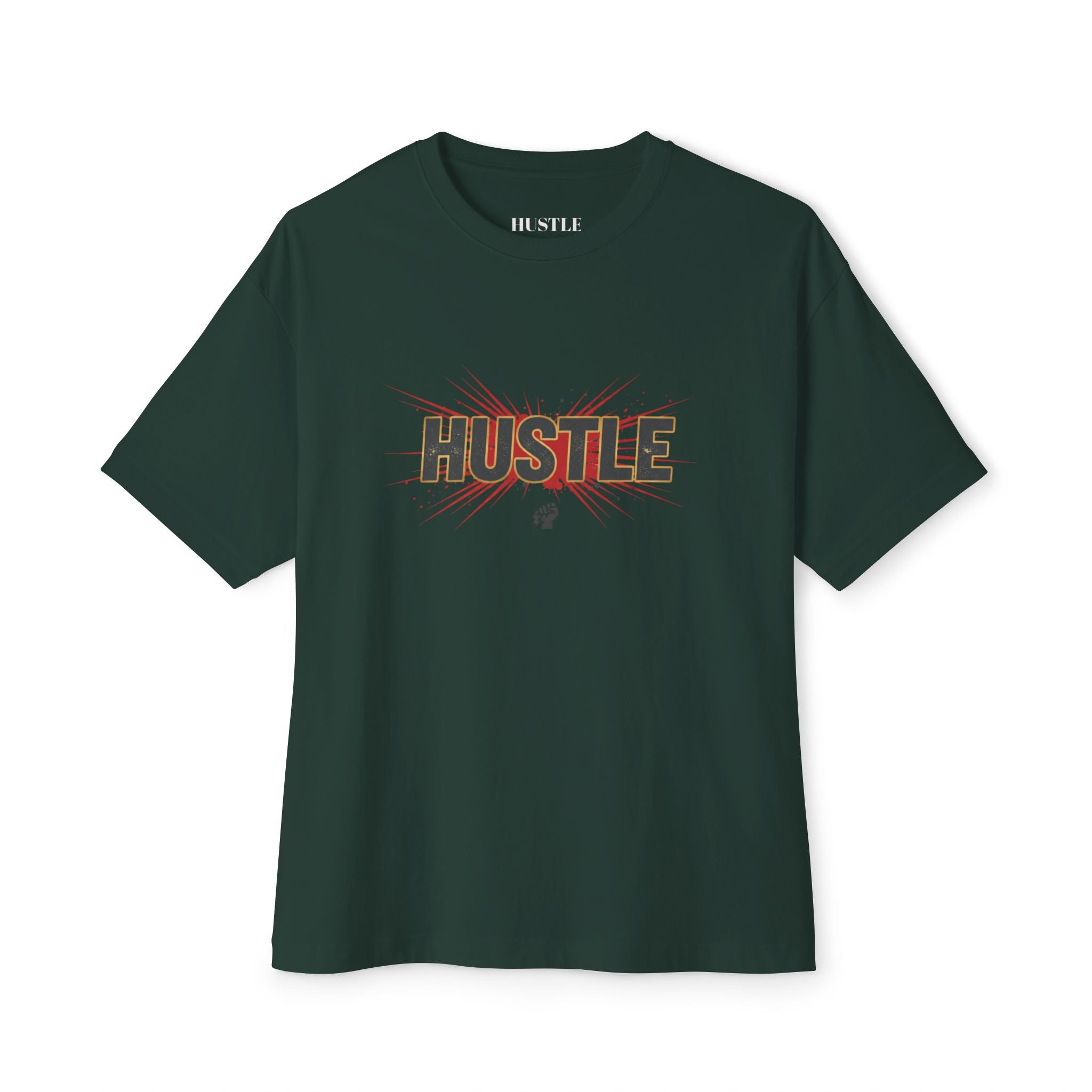 Boxy Tee — Floral 'Hustle' Graphic Oversized T-Shirt