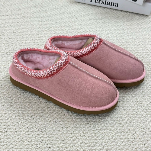 Cozy Women's Fuzzy Slippers Genuine Suede Slip On Memory Foam Shoes