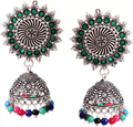 Oxidized Silver Plated Meenakari stylish Star Plus Trending jhumka