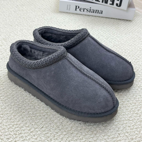 Cozy Women's Fuzzy Slippers Genuine Suede Slip On Memory Foam Shoes